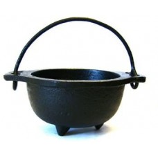 Cast Iron Cauldron w/handle, ideal for smudging, incense burning, ritual purpose 3" Diameter
