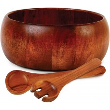 Gibson Home Acacia Wood Salad Bowl Set, Laroda